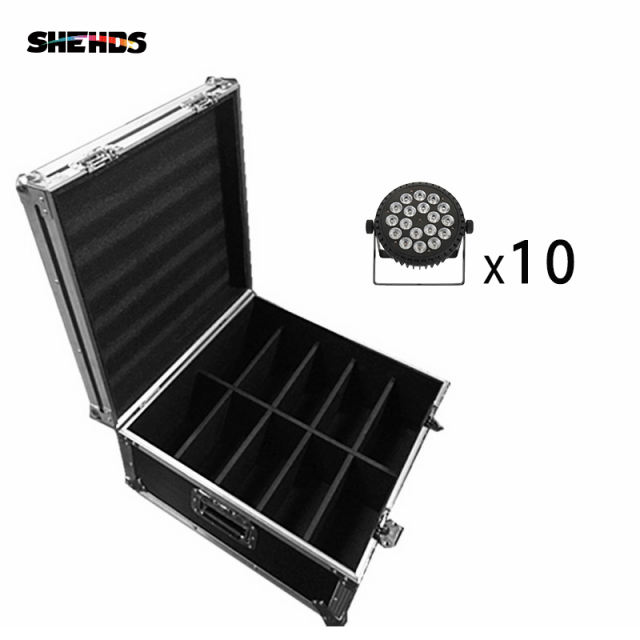 Flight Case with 4/6/8/10 pieces Aluminum alloy LED Flat Par 18x18W RGBWA+UV Lighting LED lighting  with 8pieces DMX Cables DJ