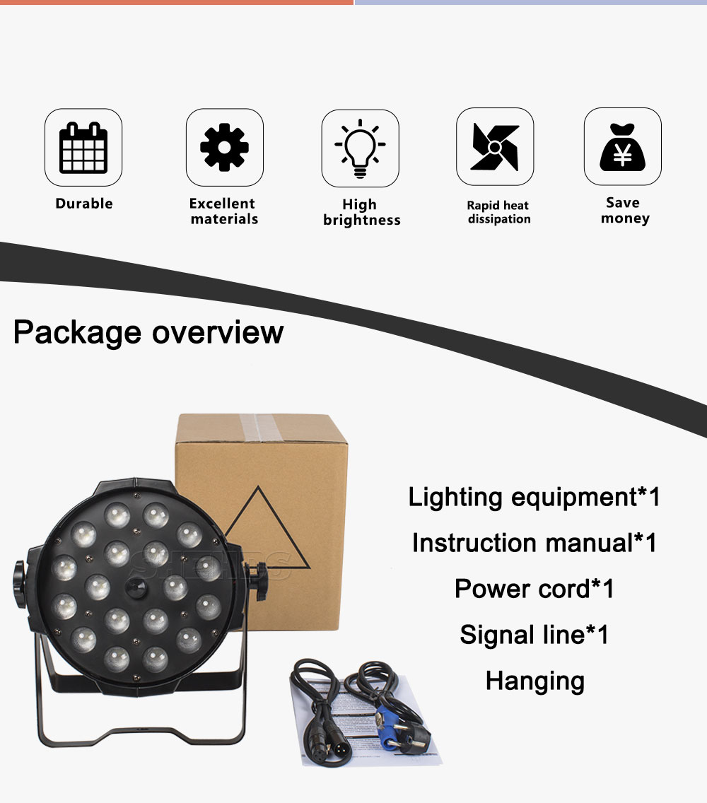 SHEHDS LED Zoom Par 18x12W RGBW Lighting Suitable For DMX Stage