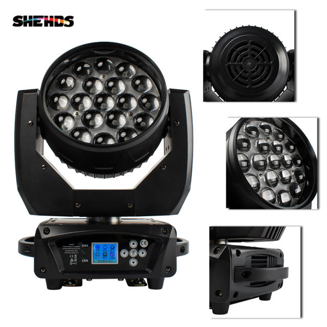 Flight Case "WITH" 2 pcs 19x15W Beam+Wash Zoom Moving Head Light DJ Disco Stage Moving Head Lights Stage DJ Lighting