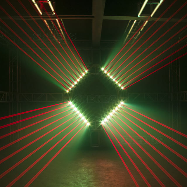 8 Eye Moving Head Light 8x500mW Red Laser with LED Bar Lyre 8x9W RGB Beam Stage Lighting Effect DJ Disco Wedding Show SHEHDS