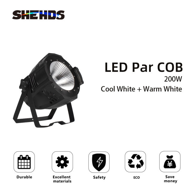 LED Par COB 200W Cool White + Warm White Theater Audience Lights Gorgeous Effect Aluminum Alloy with/without Barn Doors Lighting Free shiping