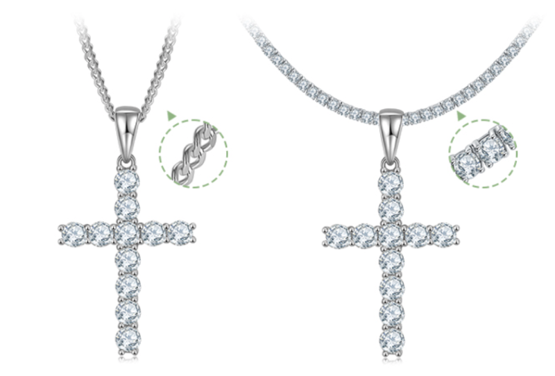 AMO VVS MOISSANITE S925 CROSS PENDANT