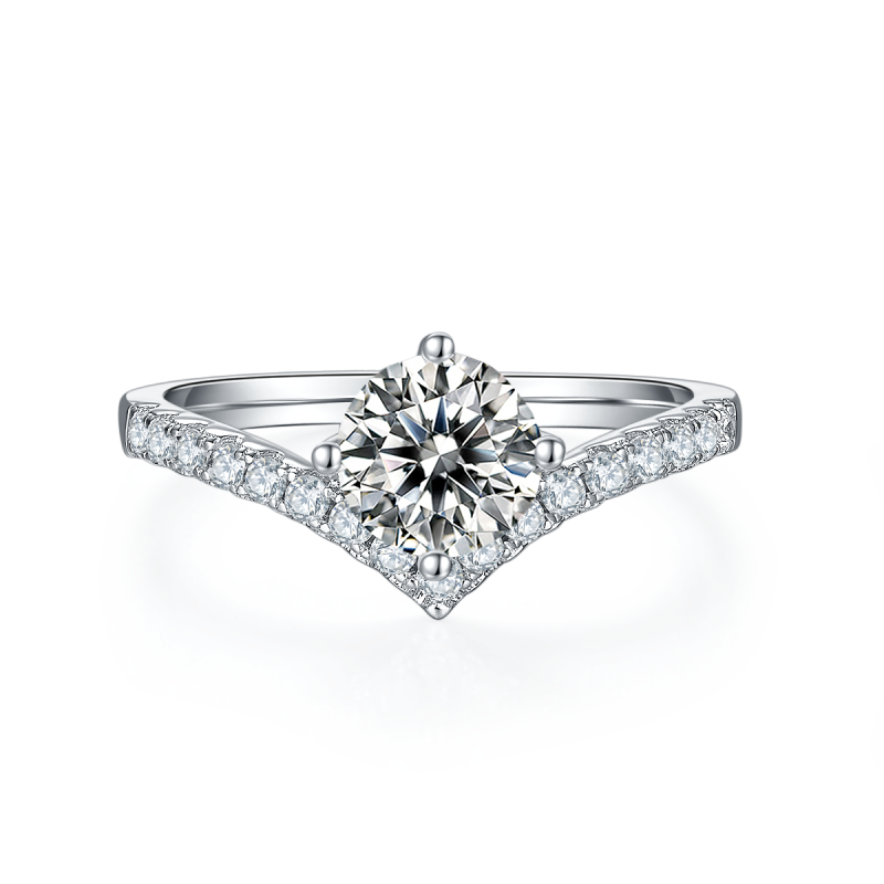 AMO 1CT VVS MOISSANITE S925 WHITE GOLD PLATED RING