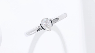 AMO 0.5CT VVS MOISSANITE S925 WHITE GOLD PLATED SOLITAIRE DIAMOND CLASSIC RING-PEAR CUT