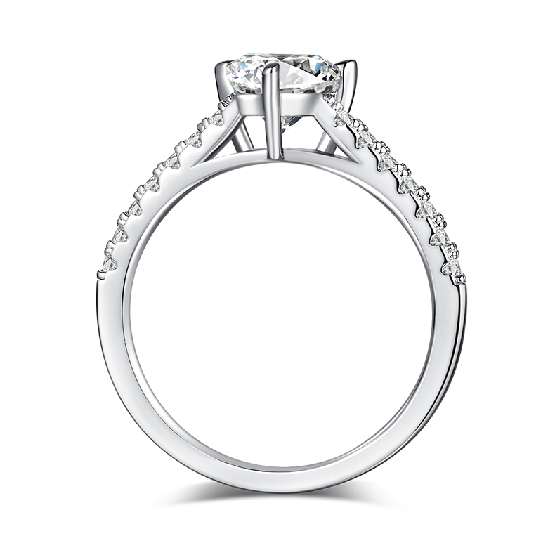 AMO 1.0CT VVS MOISSANITE S925 WHITE GOLD PLATED TRIANGLE CUT ENGAGEMENT RING