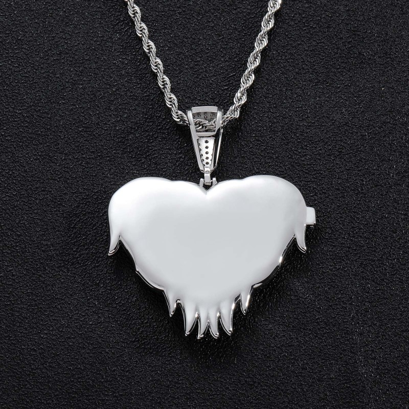 AMO CUSTOM PICTURE WING HEART PENDANT+FREE ROPE CHAIN