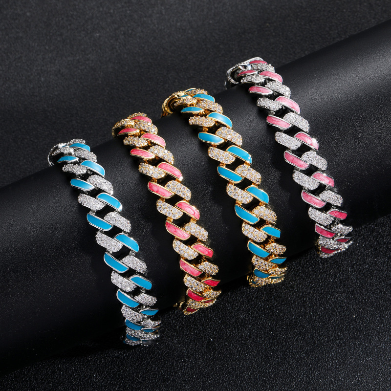 12MM AMO COLORFUL CUBA CHAINS BRACELET