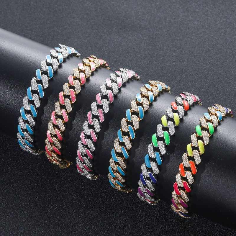 12MM AMO COLORFUL CUBA CHAINS BRACELET