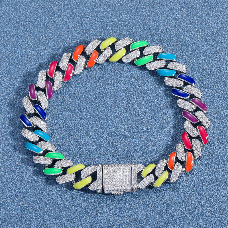 12MM AMO COLORFUL CUBA CHAINS BRACELET