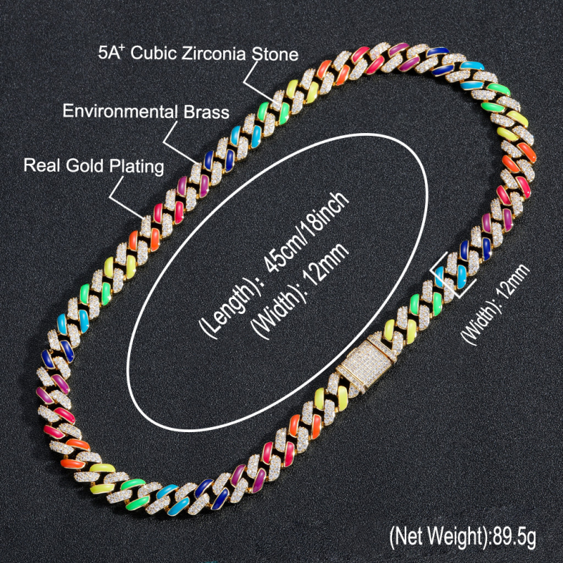 12MM AMO COLORFUL CUBA CHAINS