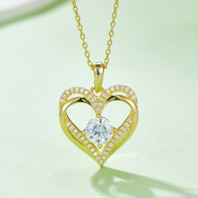 AMO 1.2CT VVS MOISSANITE S925 NECKLACE-diamond heart