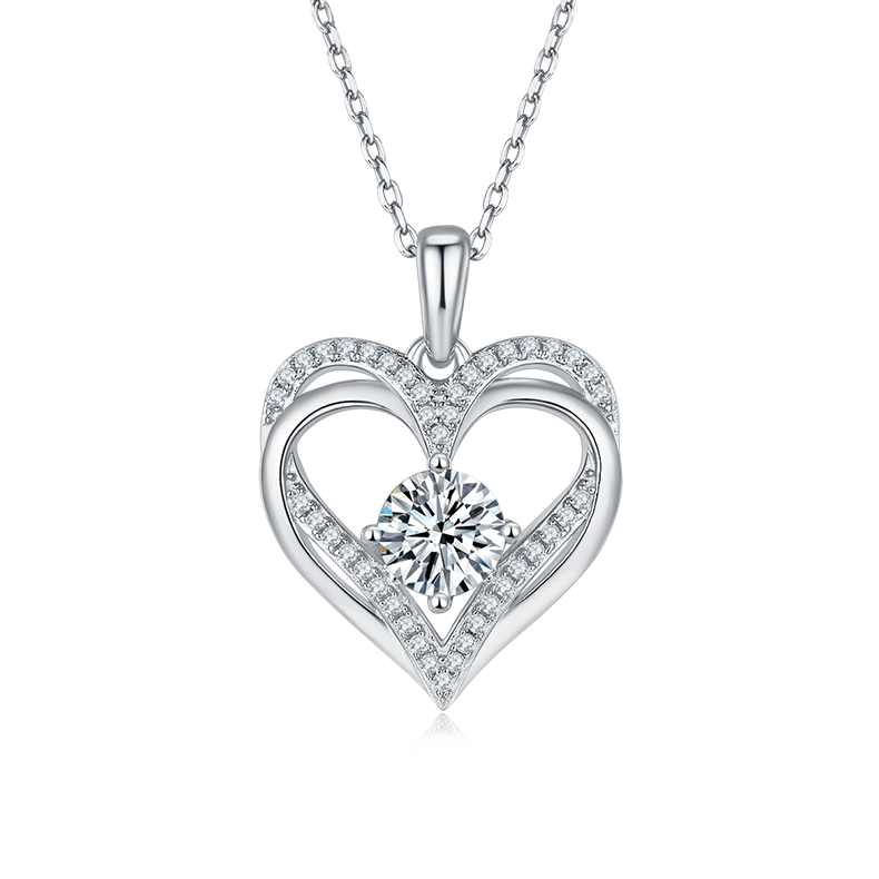 AMO 1.2CT VVS MOISSANITE S925 NECKLACE-diamond heart