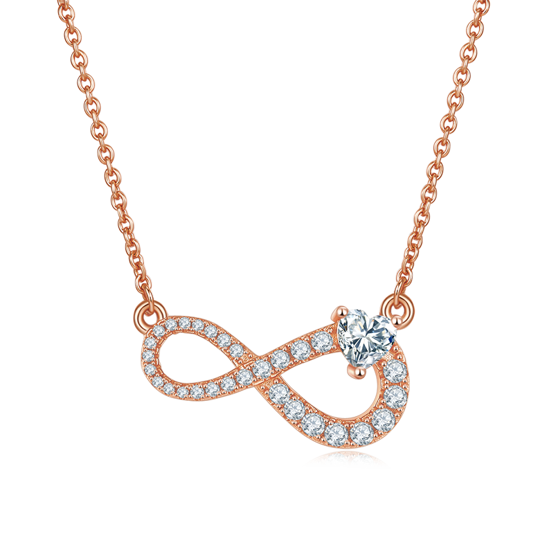 AMO 0.91CT VVS MOISSANITE S925 NECKLACE-bownot heart diamond