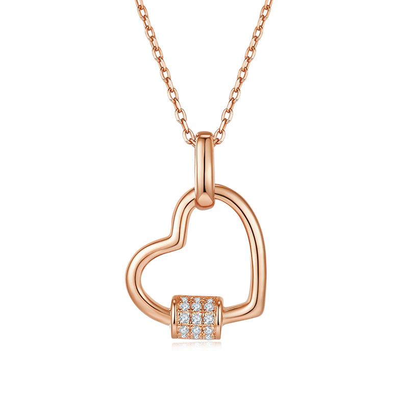 AMO 0.1CT VVS MOISSANITE S925 NECKLACE-love lock