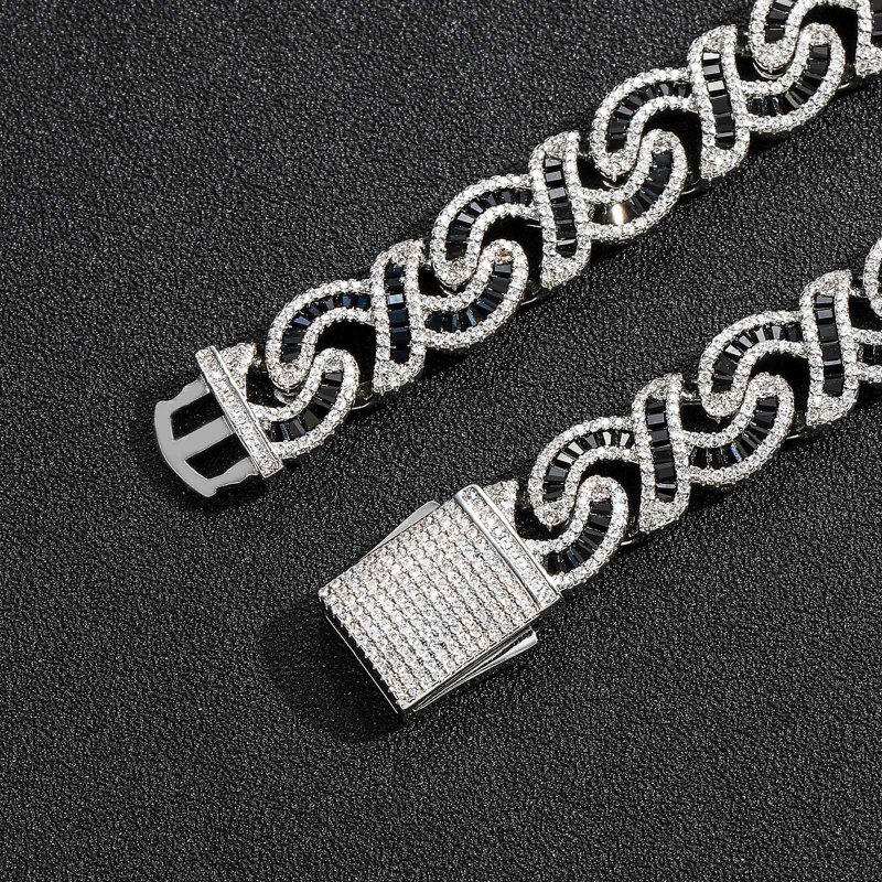 12MM AMO ICE BLACK STONE CUBA CHAIN