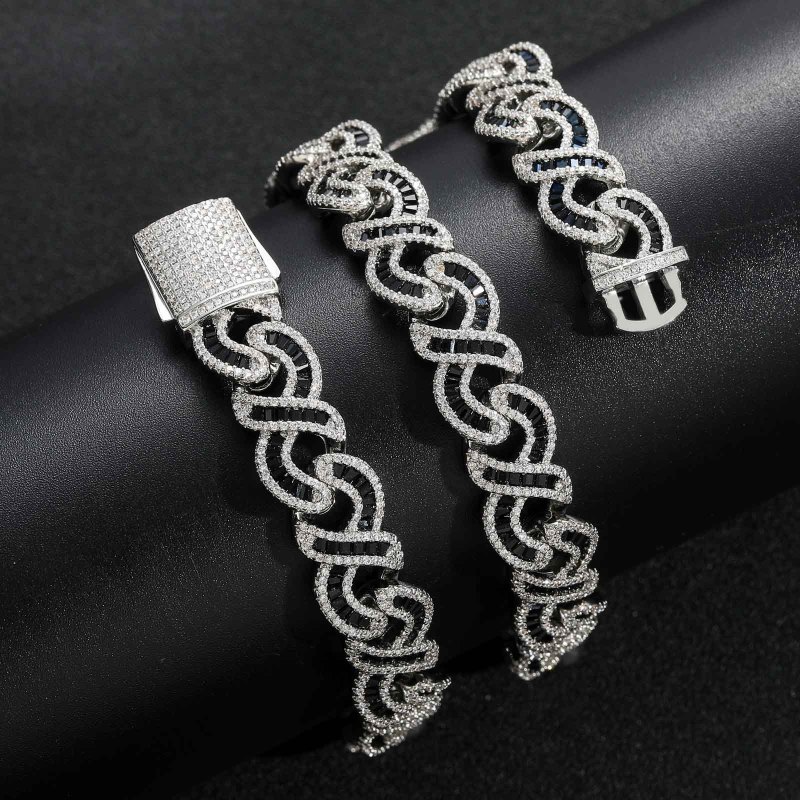 12MM AMO ICE BLACK STONE CUBA CHAIN