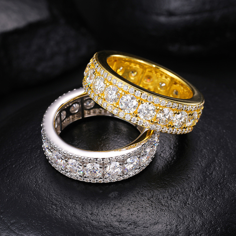 AMO VVS MOISSANITE S925 GOLD PLATED MEN ROUND RINGS