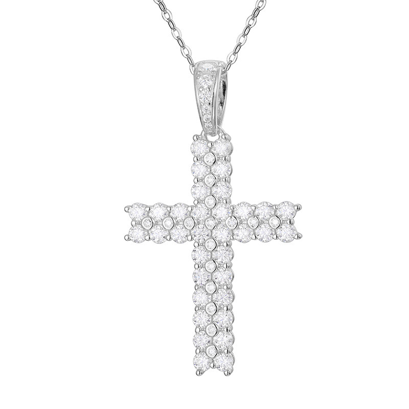 AMO VVS MOISSANITE S925 CROSS PENDANT+FREE CHAIN