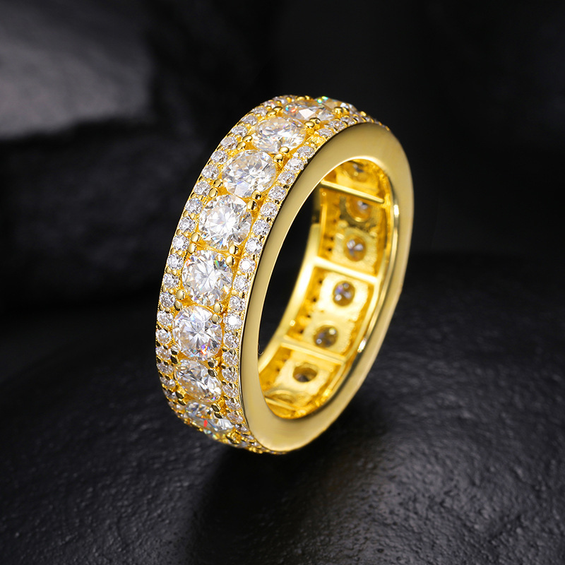 AMO VVS MOISSANITE S925 GOLD PLATED MEN ROUND RINGS