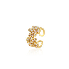 AMO FRENCH DESIGNER FLOWER PISTIL RETRO OPEN RING