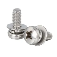 Staniless Steel Pan Head DIN7985 SEMS Screw with Spring Lock Washer + Flat Washer