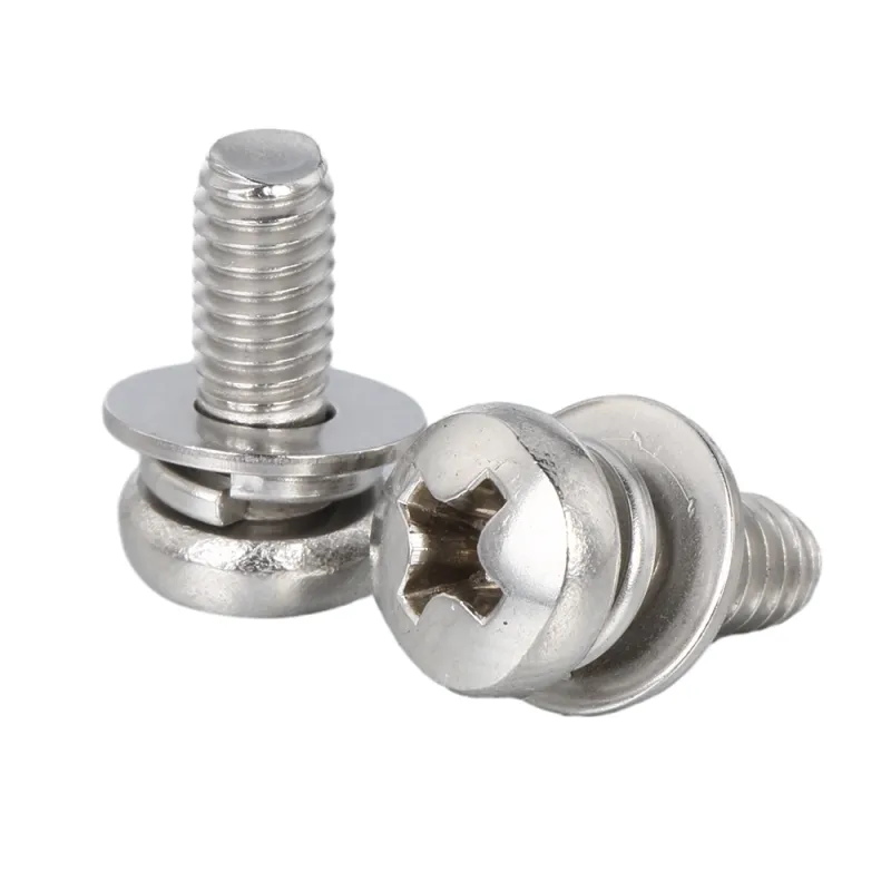 Staniless Steel Pan Head DIN7985 SEMS Screw with Spring Lock Washer + Flat Washer