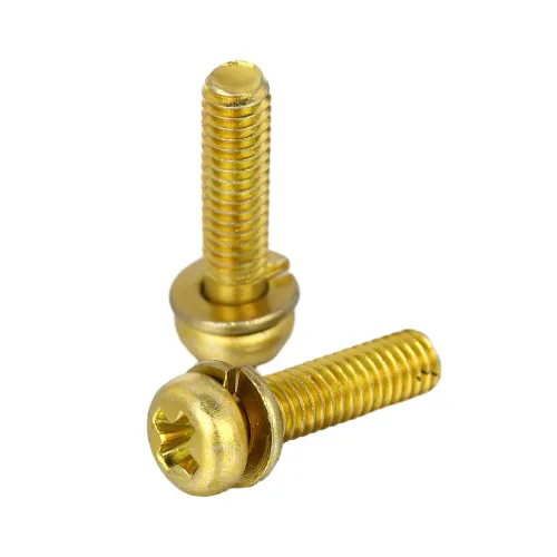 Steel Yellow Zinc Pan Head SEMS Screw With Spring Lock Washer