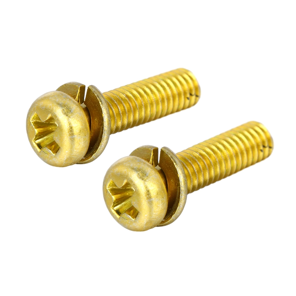 Steel Yellow Zinc Pan Head SEMS Screw With Spring Lock Washer