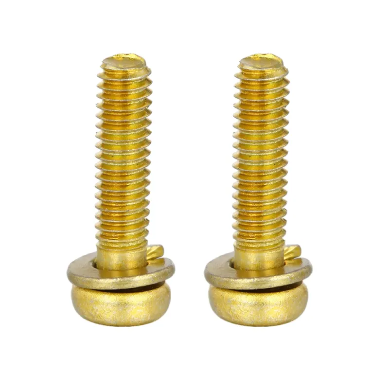 Steel Yellow Zinc Pan Head SEMS Screw With Spring Lock Washer