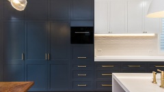 Unionlands Shaker Style Island - Dark Blue with Quartz Countertop