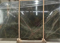 Unionlands Cabinetry Rainforest Green Marble Slab Countertops Tile For Kitchen Island Cabinet Waterfall