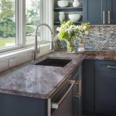 Unionlands Cabinetry Brown Bordeaux Crystal Quartzite Slabs for Kitchen Countertops