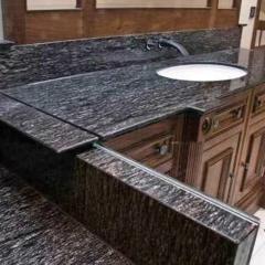Unionlands Cabinetry China Factory Black Granite With White Veins Meteor Granite Slab for kitchen cabinet island stone countertop