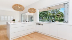 Unionlands Cabinetry Handleless Streamline Modern Kitchen Cabinet with L Shape Island