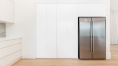 Unionlands Cabinetry Handleless Streamline Modern Kitchen Cabinet with L Shape Island
