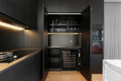 Unionlands Modern Black Matte Lacquer Kitchen Island with Marble Stone Countertop