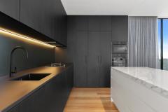 Unionlands Modern Black Matte Lacquer Kitchen Island with Marble Stone Countertop
