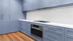 Unionlands Cabinetry Shaker Style Light Blue Kitchen Cabinet with 40mm Quartz Benchtop