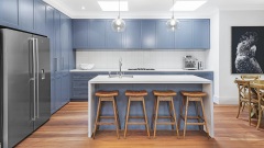 Unionlands Cabinetry Shaker Style Light Blue Kitchen Cabinet with 40mm Quartz Benchtop