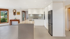 Unionlands Cabinetry Modern Style Kitchen Cabinet with Island Quartz Waterfall