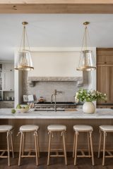 Unionlands Cabinetry White Oak Recessed Panel Door American Framed with Marble Stone Countertop Island