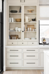 Unionlands Cabinetry White Lacquer Slim Shaker Panel Kitchen Cabinet American Inset Framed with Marble Stone Countertop
