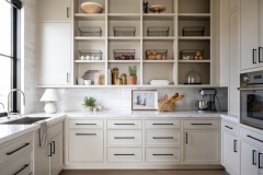 Unionlands Cabinetry White Lacquer Slim Shaker Panel Kitchen Cabinet American Inset Framed with Marble Stone Countertop