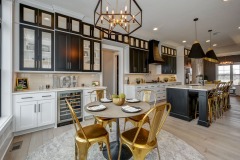 Unionlands Cabinetry Two Tone Kitchen Cabinet Shaker Black Painted High Cabinet and Island White Painted Based Cabinet
