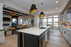 Unionlands Cabinetry Two Tone Kitchen Cabinet Shaker Black Painted High Cabinet and Island White Painted Based Cabinet