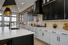 Unionlands Cabinetry Two Tone Kitchen Cabinet Shaker Black Painted High Cabinet and Island White Painted Based Cabinet