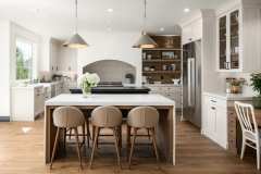 Unionlands Cabinetry White Matte Lacquer Shaker Panel With Double Island Two Tone Black Lacquer Cabinet