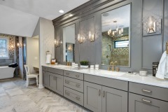 Unionlands Cabinetry Shaker Panel Two Sink Vanity Bathroom With Quartz Countertop