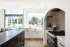 Unionlands Cabinetry White Matte Lacquer Shaker Panel With Double Island Two Tone Black Lacquer Cabinet