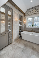 Unionlands Cabinetry Shaker Panel Two Sink Vanity Bathroom With Quartz Countertop